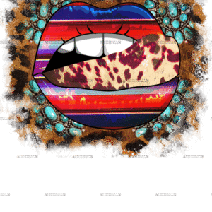 Serape Lips With CowHide DTF Transfer