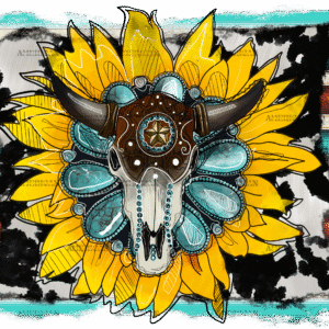 Sunflower Bull Skull DTF Transfer