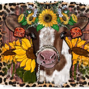 Sunflower Cow Leopard DTF Transfer