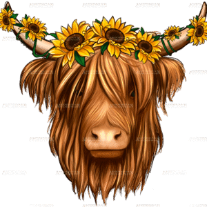 Sunflowers Cow DTF Transfer