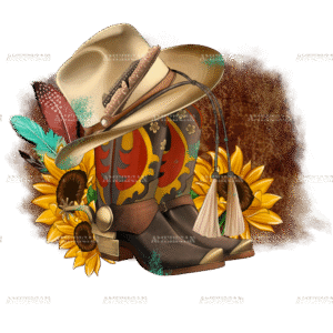 Western Boots And Hat Cowboy DTF Transfer