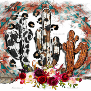 Western Cactus And Rose DTF Transfer