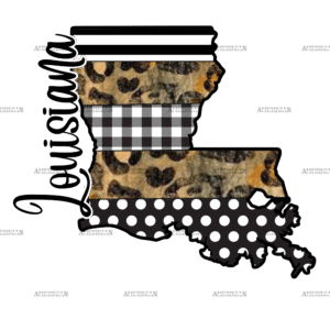 Louisiana Map Leopard DTF Transfer